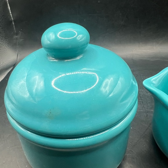 Turquoise Ceramic Sugar and Creamer Set - Picture 3 of 9